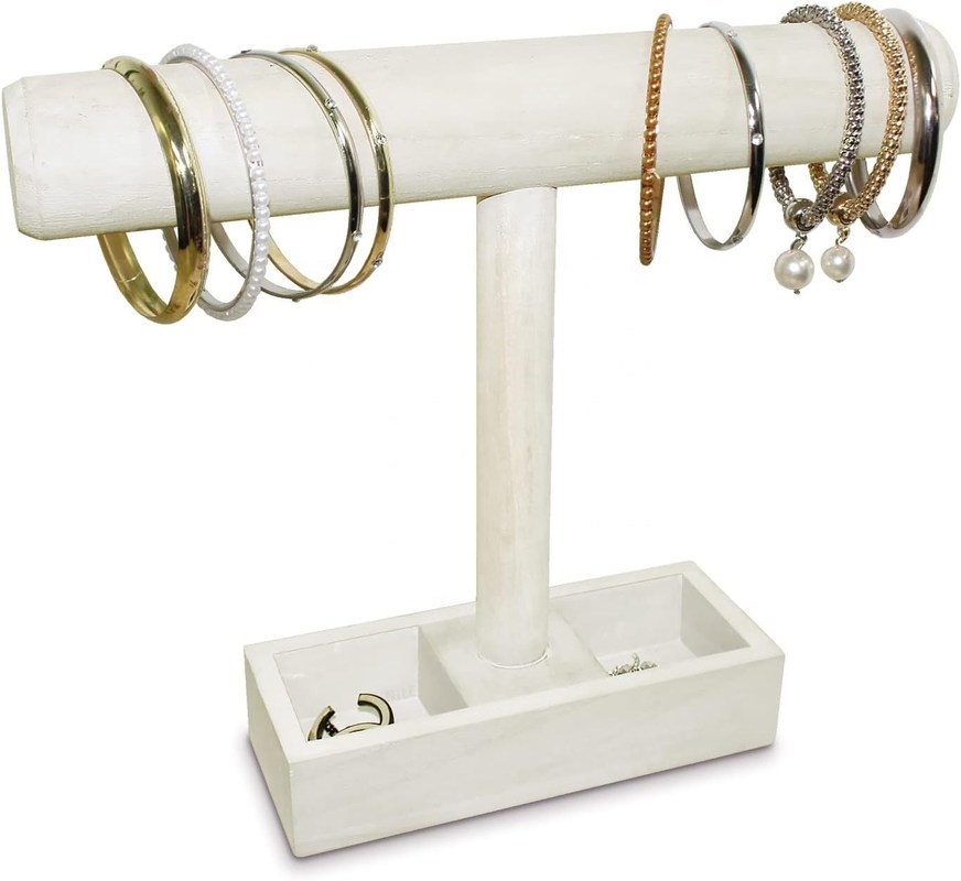 주방 2칸짜리 저장 트레이와 함께 목재 T-바스 보석 전시 스탠드