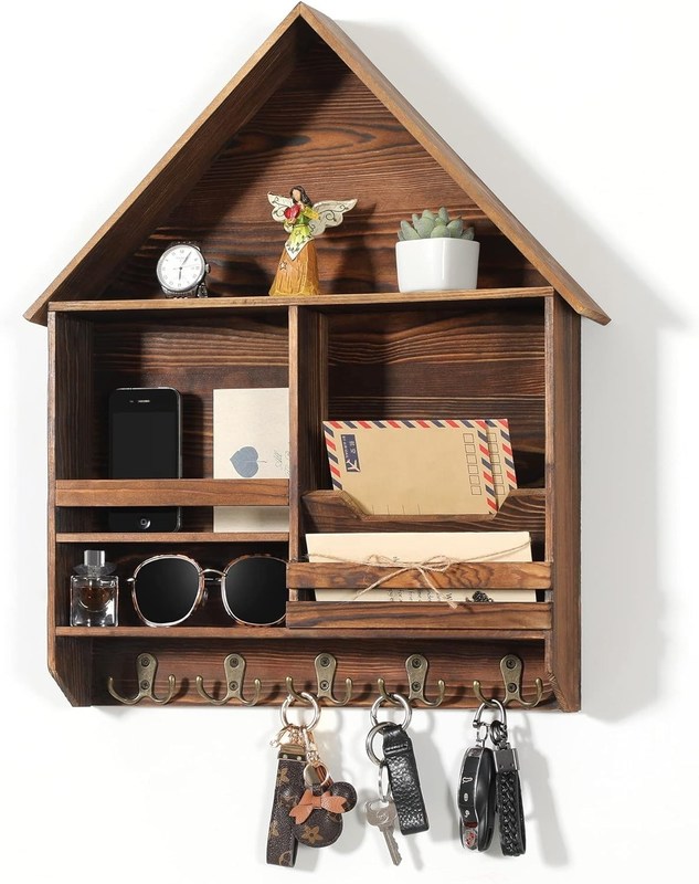 쉽게 설치 장식용 목재 키 매달기 랙 5 개의 이중 갈고리 사용자 정의 로고