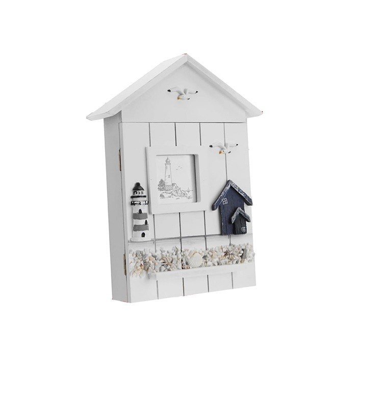 목재 스타일 패널 지중해 스타일 집 모양 열쇠 보석 보관기 입구 벽