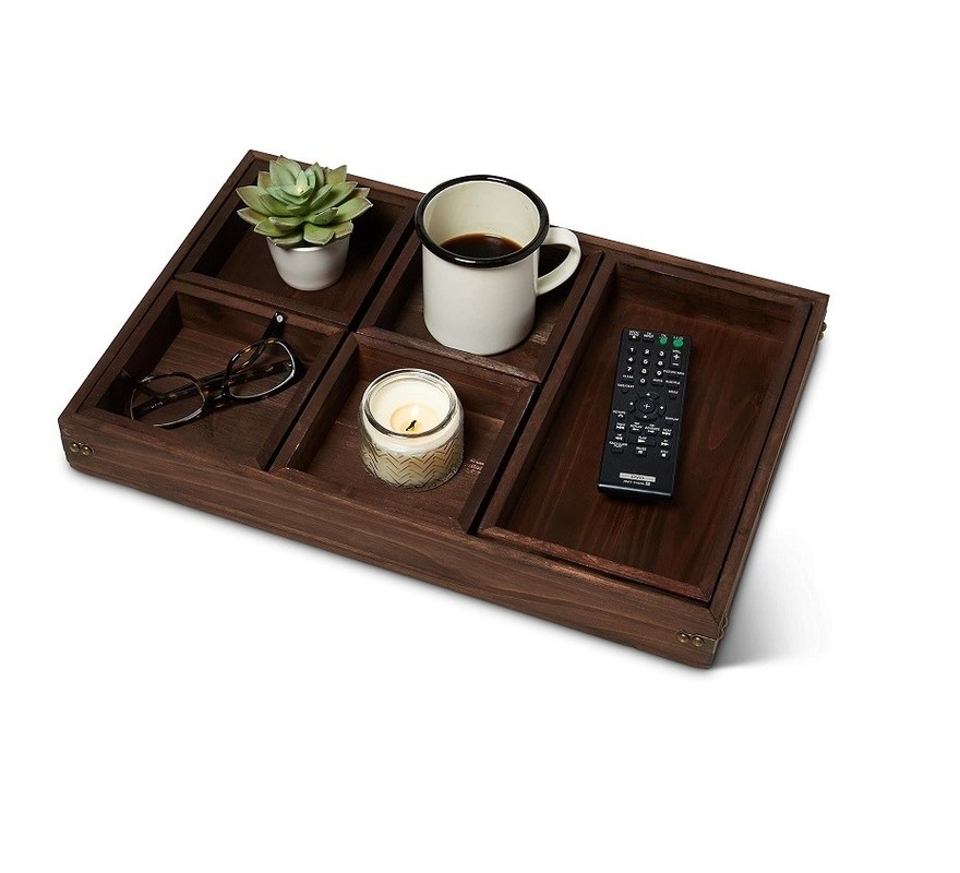 자작 블록 사용자 정의 서비스 18.5 X 12 인치 큰 시골 커피 소파와 소파 음식에 대한 서비스 트레이