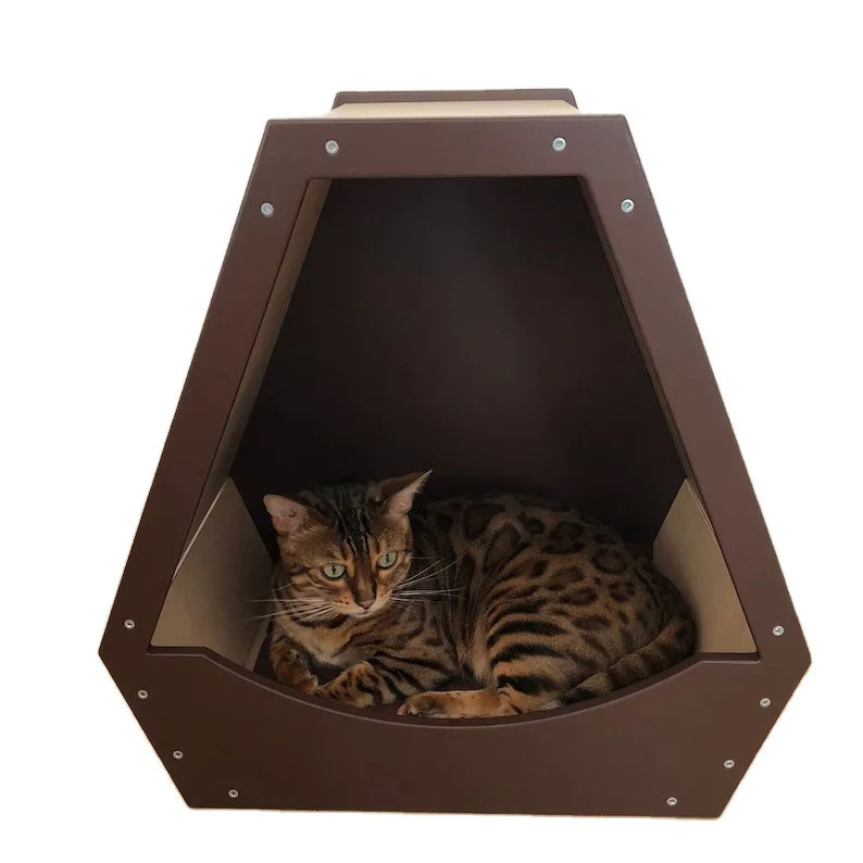 공간 절약 기능 현대 나무 디자인과 자연 나무 색상 애완 동물 집