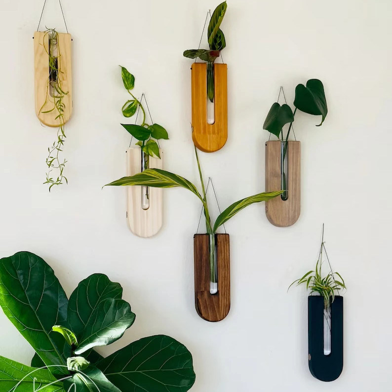 현대 디자인 스타일 나무 벽 플랜터 및 가정 장식용 증식 스테이션