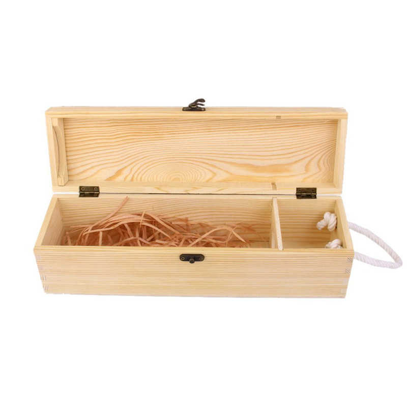 산업용 음료 750ml 소나무 나무 와인 상자 단순 디자인과 자연스러운 색상