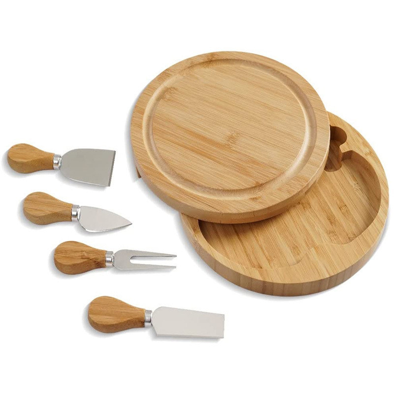 사용자 지정 로고와 4 개의 스테인리스 스틸 절단 칼 사용자 지정 크기의 대나무 치즈 보드