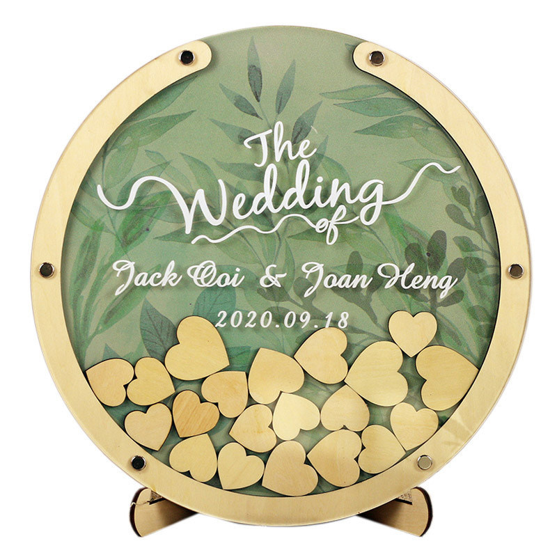 결혼식 장식 프로프 커스텀 사이즈 유니크 게스트 북 표지 드롭 토프와 함께 나무 프레임