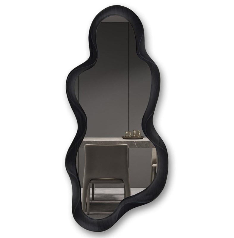 아름다운 가정 장식 검은색 나무 프레임과 현대적인 욕실 장식과 함께 불규칙 벽 거울