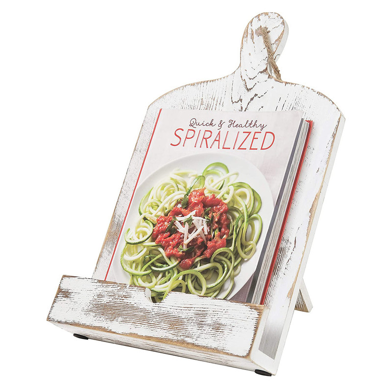 흰색 절단 보드 스타일 목재 요리 책 스탠드 홀더 키크 스탠드