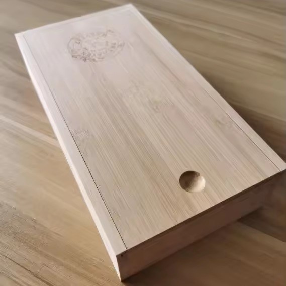 슬라이드 뚜?? 가 있는 크리스마스 준비 된 대나무 상자 나무 저장 상자 지금