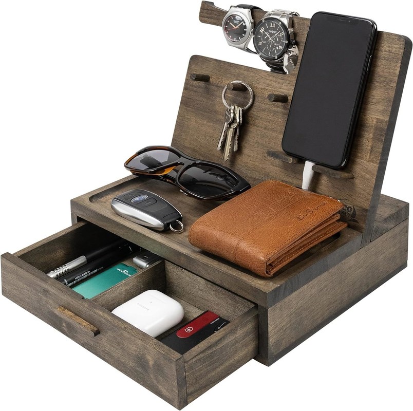 휴대 전화 액세서리의 많은 양을 저장하기 위해 듀얼 레벨 침대 옆 테이블 조직기