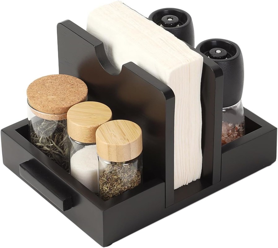 2024 디자인 미국식 목조 냅킨 홀더 테이블 소금과 고추 쉐이커를 저장하기 위해
