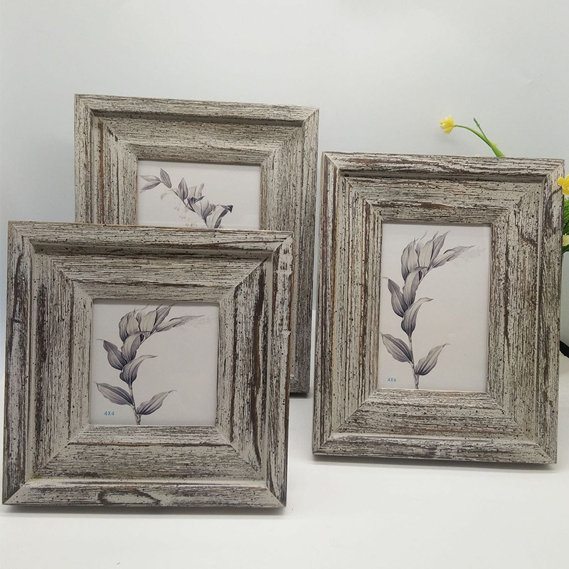 나무 그림 프레임 4" 6" 7" 맞춤형 시골 스타일 손 조각 평면 색상