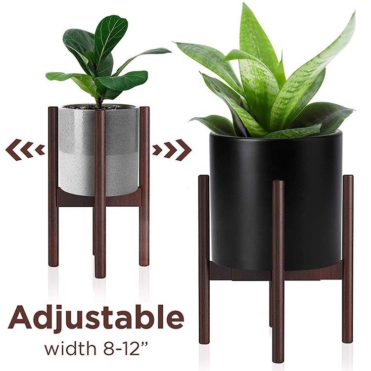 조정 가능한 Bambu Wood Plant Stand for Extendable High Bearing Weight 실내 야외